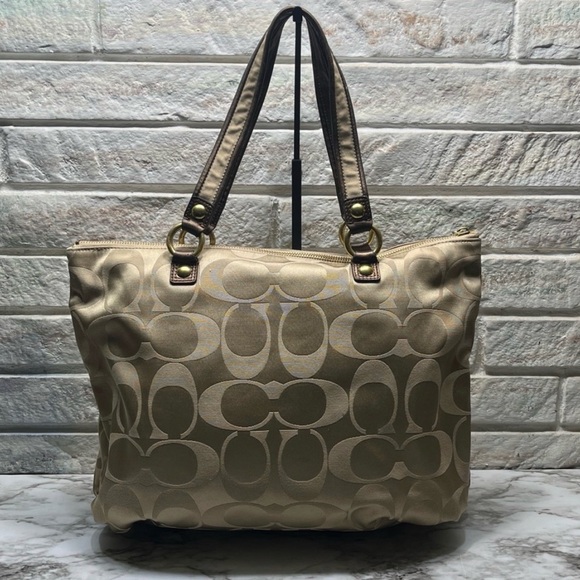 Coach Metallic Gold Jacquard Tote - Picture 6 of 13